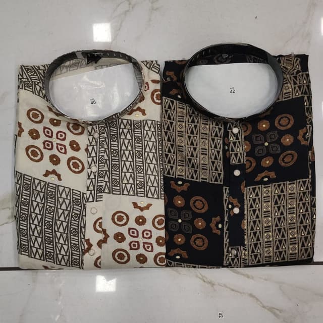 Off-white, black, and brown Kurta