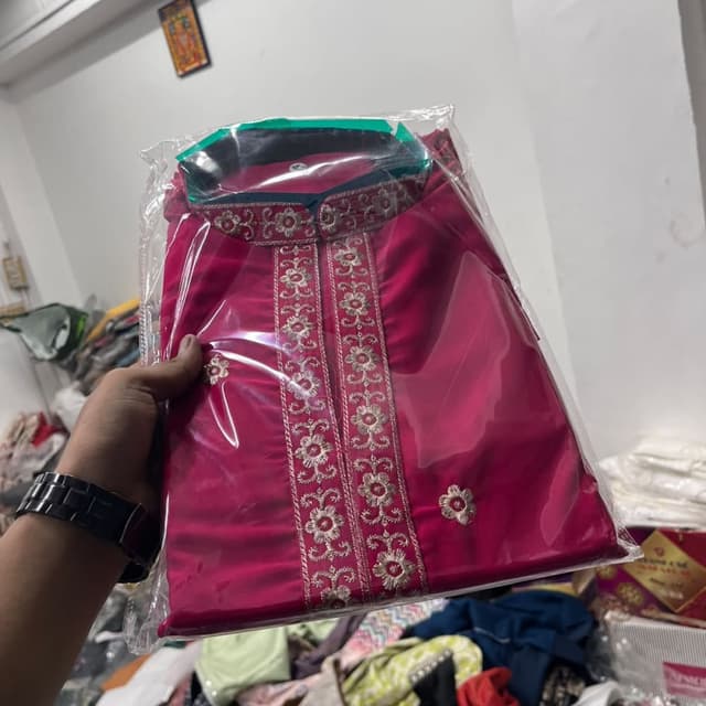 Hot Pink with Silver embroidery Kurta