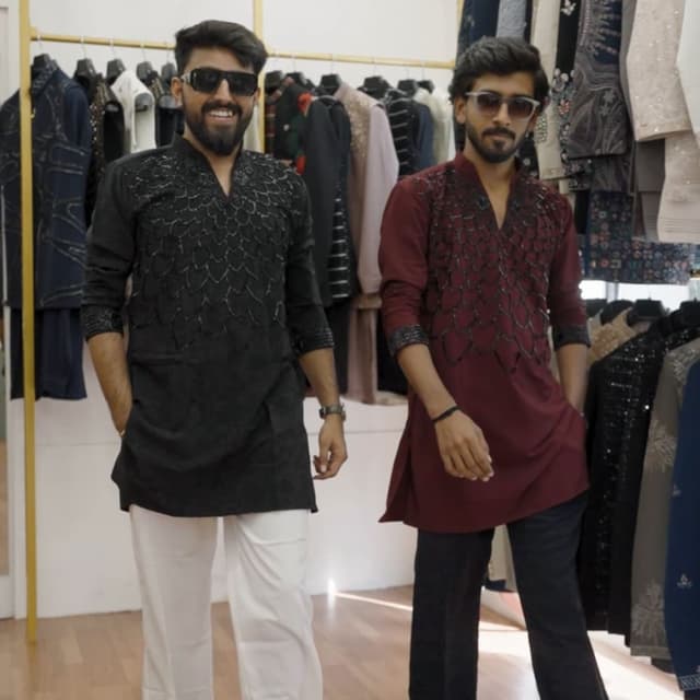 Black, Deep Maroon/Burgundy, White Kurta