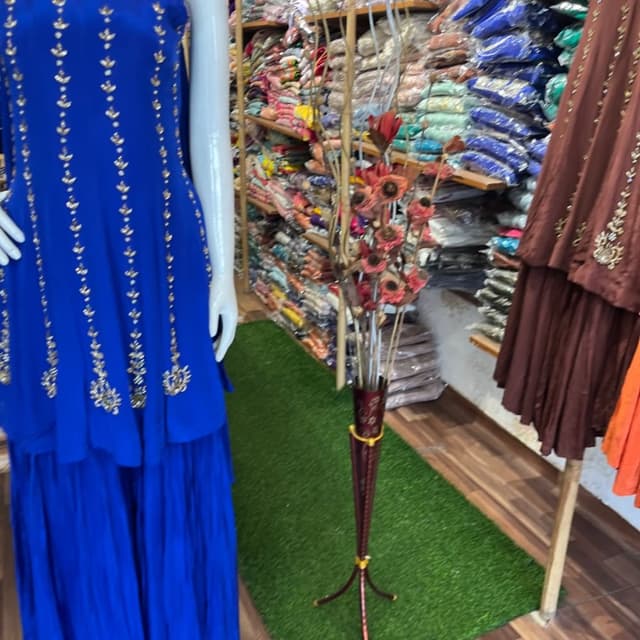 Royal Blue and Gold Sharara Suit Set