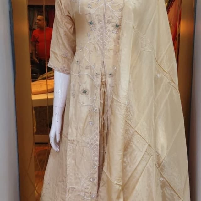 Champagne Gold, Beige, Soft Cream Anarkali Suit / Kurta set