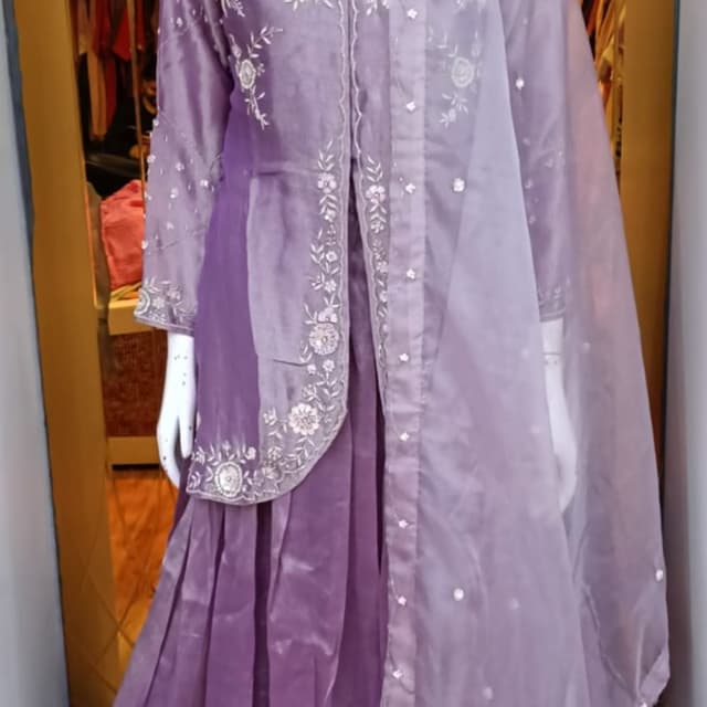 Lavender and shades of purple Lehenga Choli with long jacket