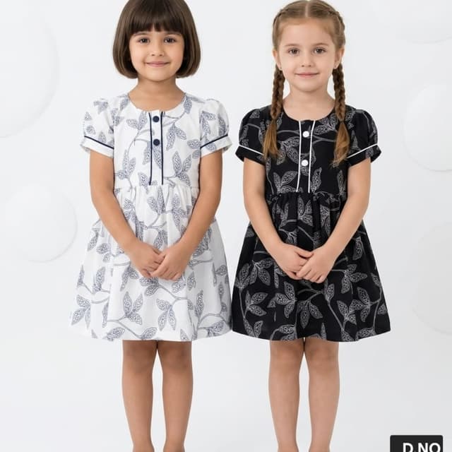 Black and white base with contrasting leaf prints Dress