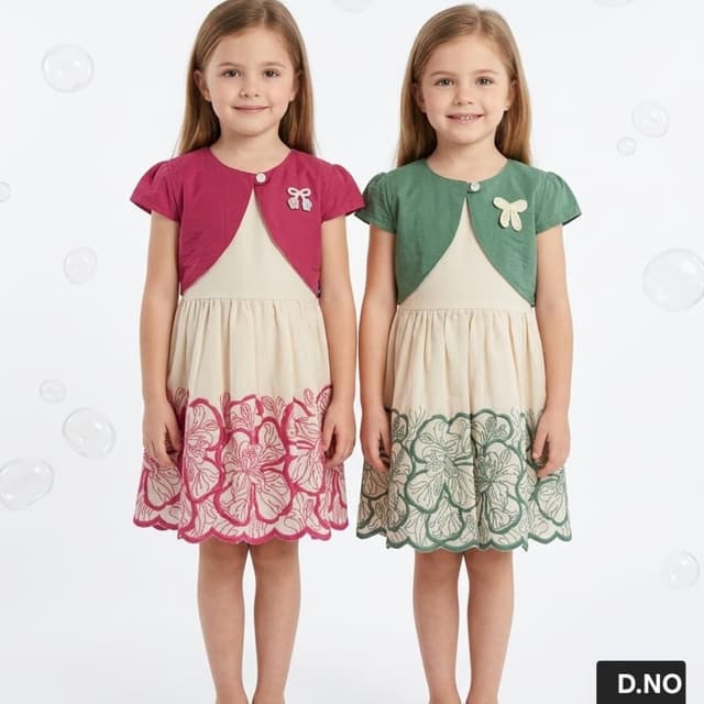 Magenta, Sage Green, and Cream/Off-white Dress with matching shrug