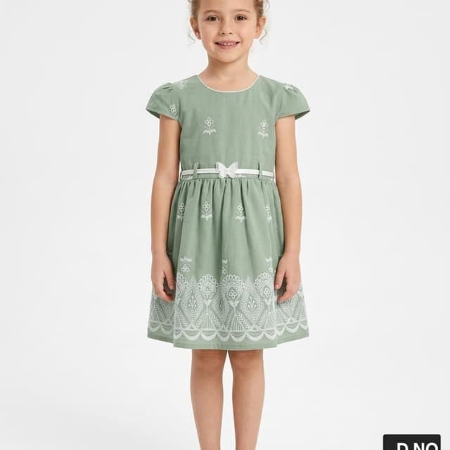 Sage green base with white accents Dress