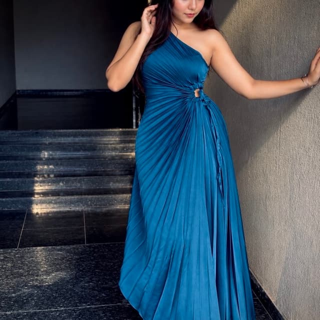 Solid Deep Teal or Peacock Blue Maxi Dress