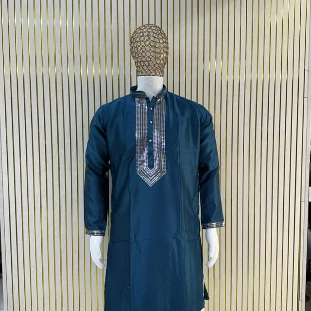 Deep Teal, Silver Kurta