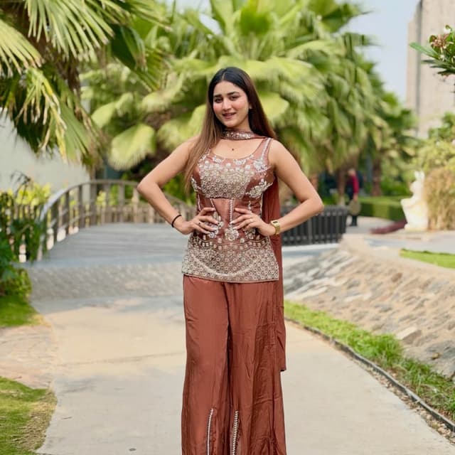 Copper brown, metallic bronze Sharara Set