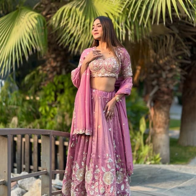 Mauve, Dusty Pink, Silver Lehenga Choli