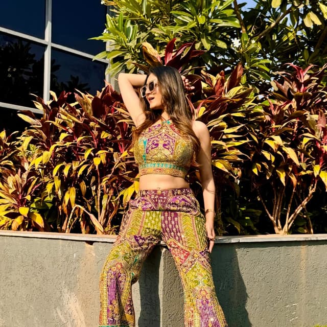 Mustard Yellow, Deep Purple, and Teal accents Co-ord Set