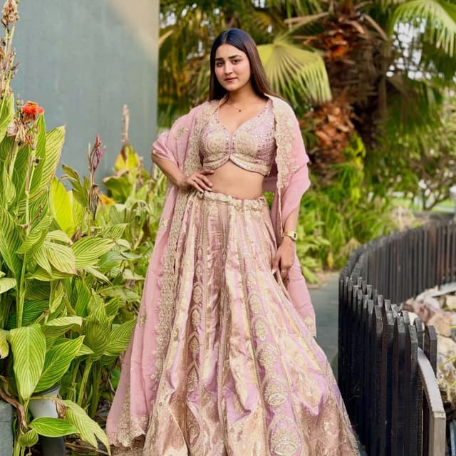 Dusty Pink, Gold Lehenga Choli