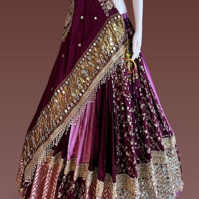 Deep Plum, Lavender, Gold Lehenga Choli