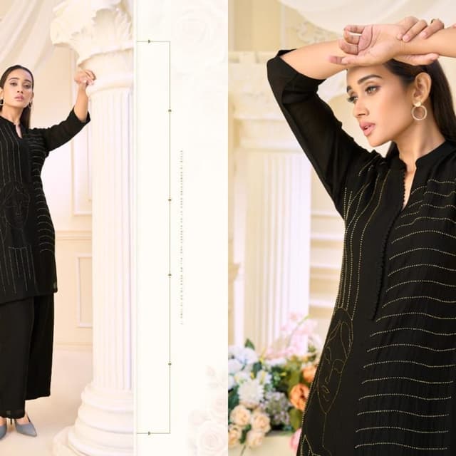 Black with gold detailing Kurti or Tunic