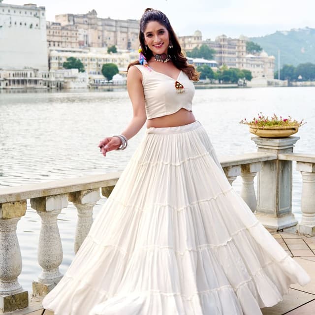 Off-white or Cream Lehenga Choli