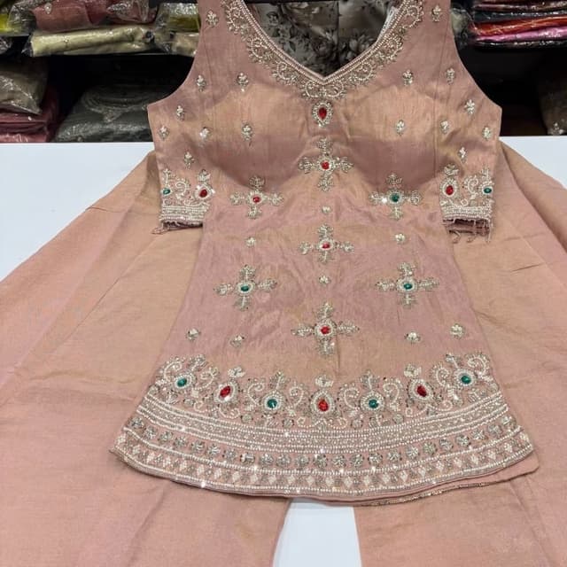 Dusty Pink, Silver, Red, Emerald Green Kurti and Palazzo Set