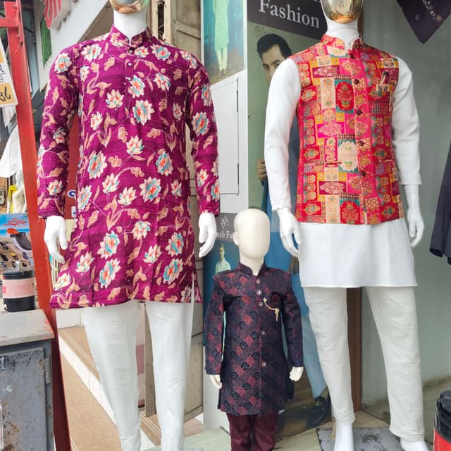 Multi-colored (Magenta, White, Red, Blue, Gold) Kurta Sets and Nehru Jacket