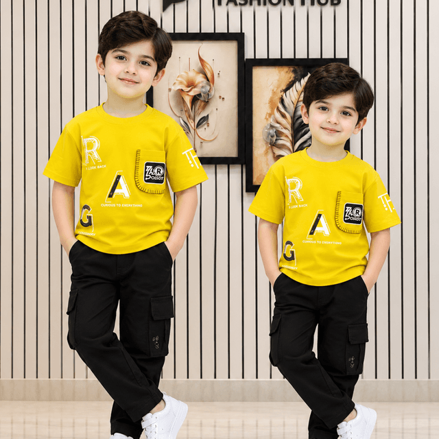 Yellow and Black T-shirt and Cargo Pant set