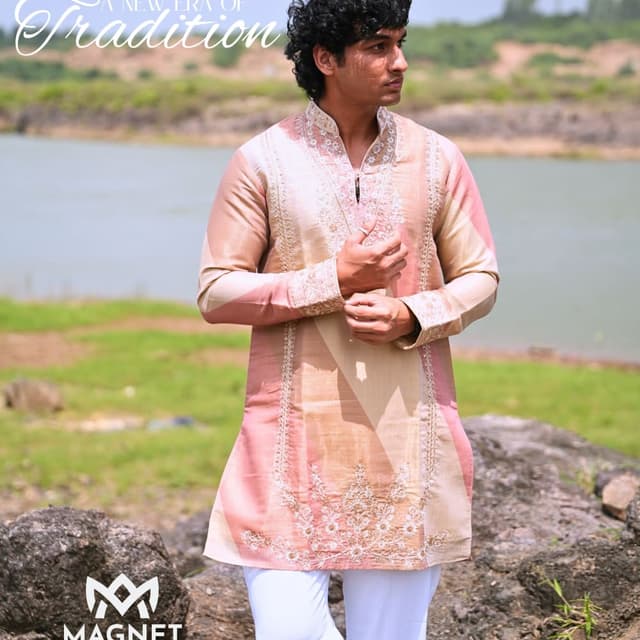 Pastel pink and beige gold Kurta