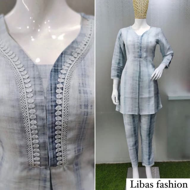 Light Blue Maroon Kurti