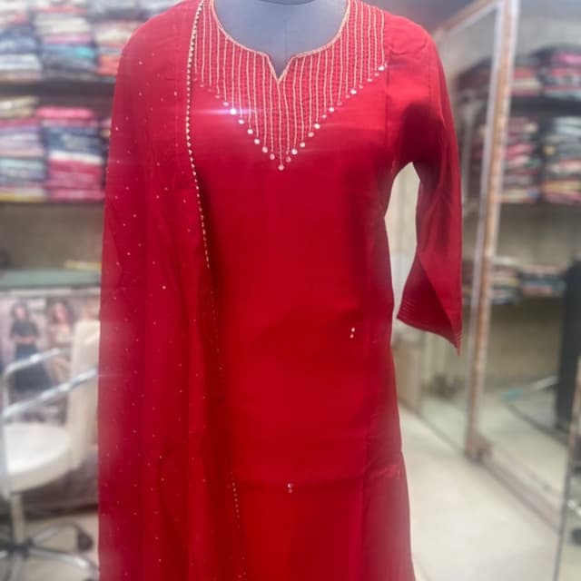 Red with Gold Salwar Kameez