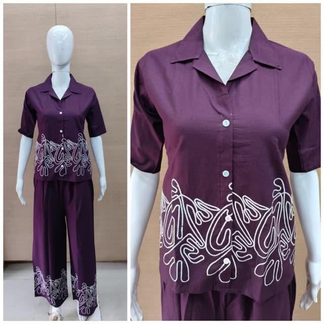 Deep purple with white accents Pajama Set