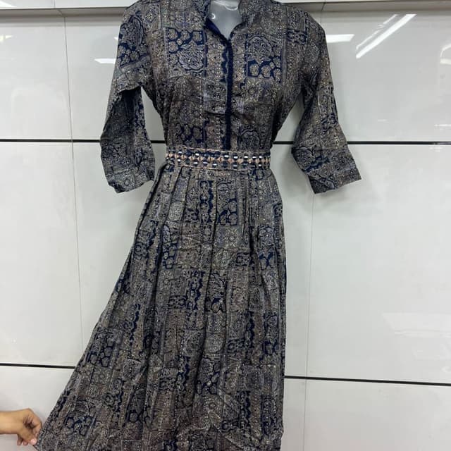 Navy blue, gold, and grey Dress