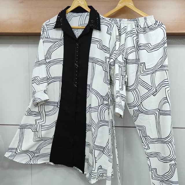 White and Black Pajama Set