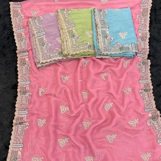 Pink, various pastels Saree