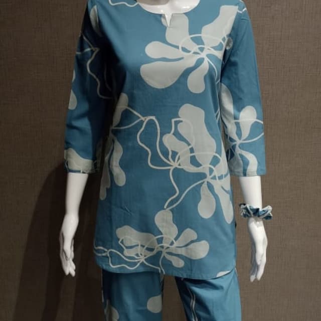 Teal and White Pajama Set