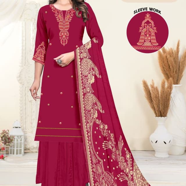 Magenta and Gold Salwar Suit