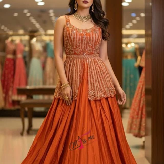Orange and gold Lehenga Choli