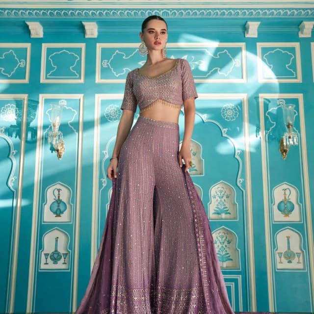 Mauve, Lilac, Gold Palazzo Pant Set