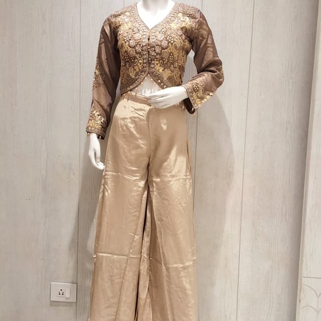 Brown and Gold Kurti and Palazzo Set