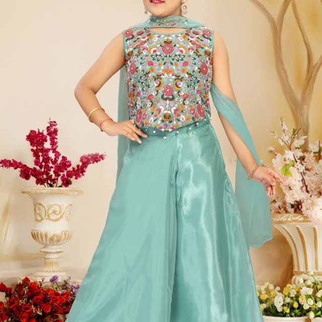 Aqua, Multicolor embroidery Palazzo Suit