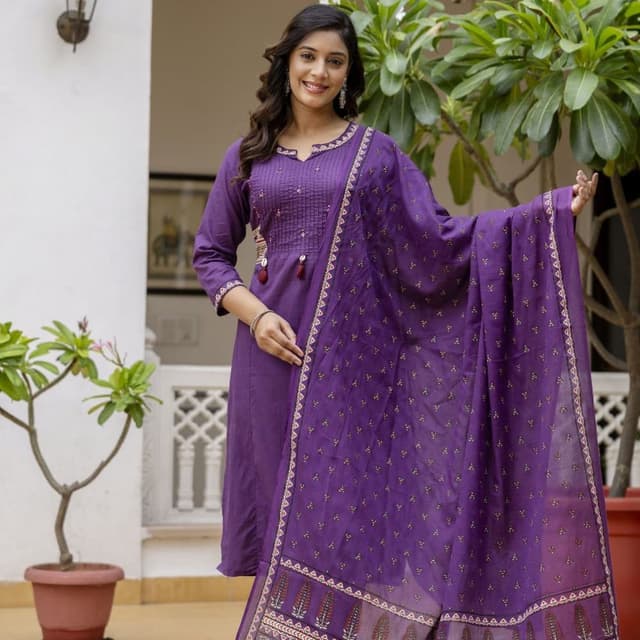 Purple with golden accents Salwar Suit Set