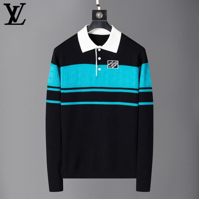 Black, White, and Turquoise Blue Polo Sweater