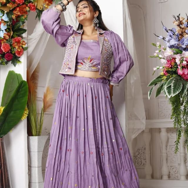 Lavender, Multicolor Lehenga Choli