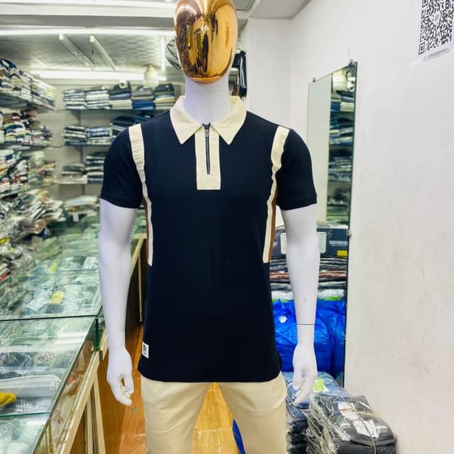 Black, Cream, Brown Polo Shirt