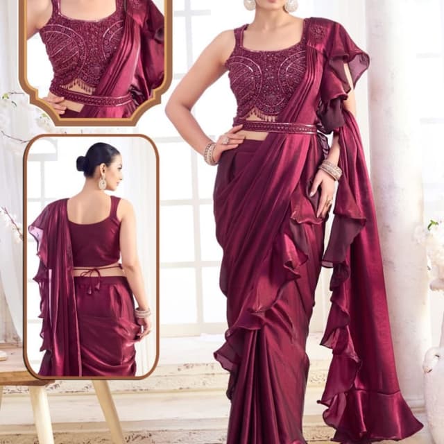 Burgundy Saree