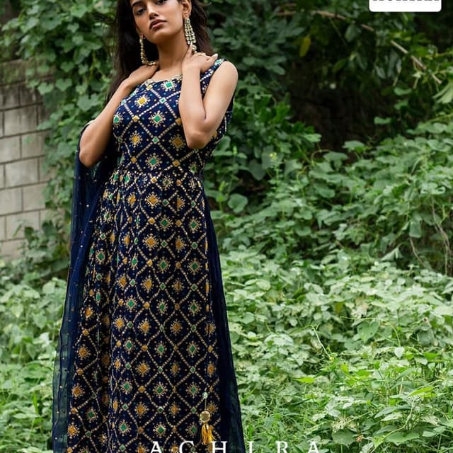 Navy blue, gold, yellow, and green Dress