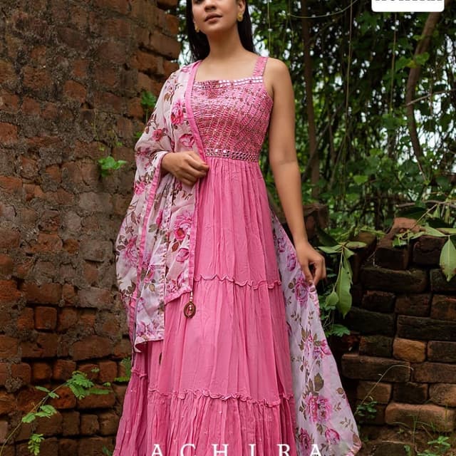 Pink, White, and Green Dress