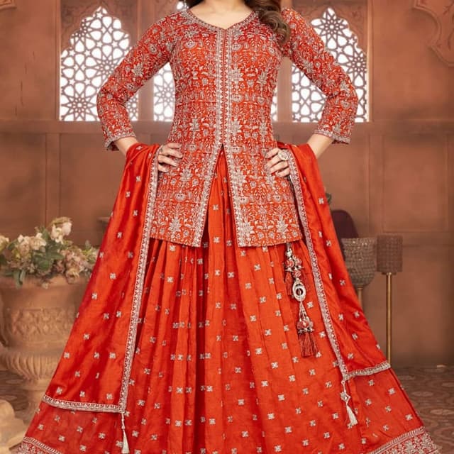 Red and Silver Lehenga Choli