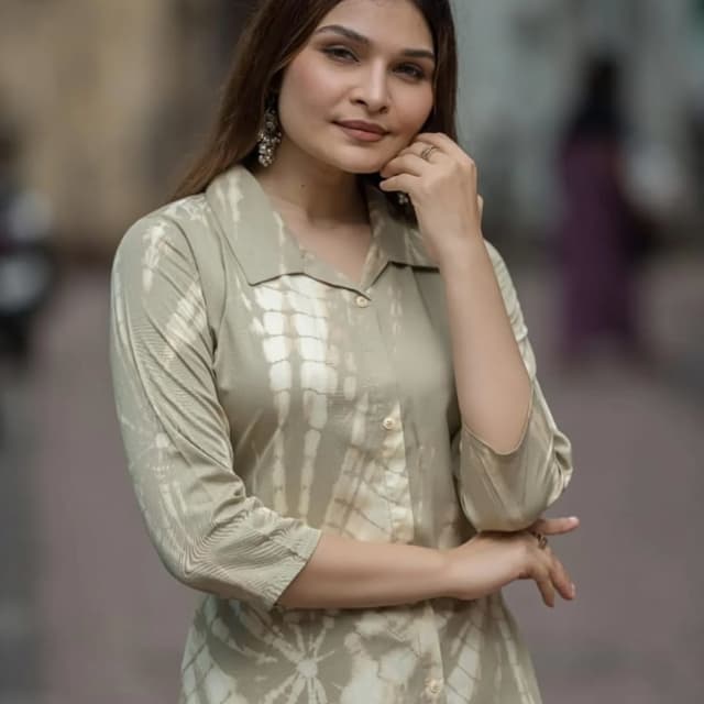 Olive Green and White Shirt