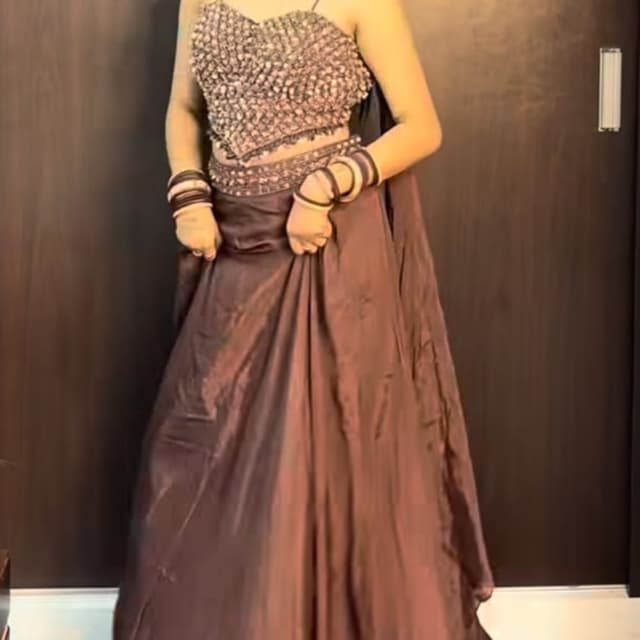 Brown, Bronze Lehenga Choli