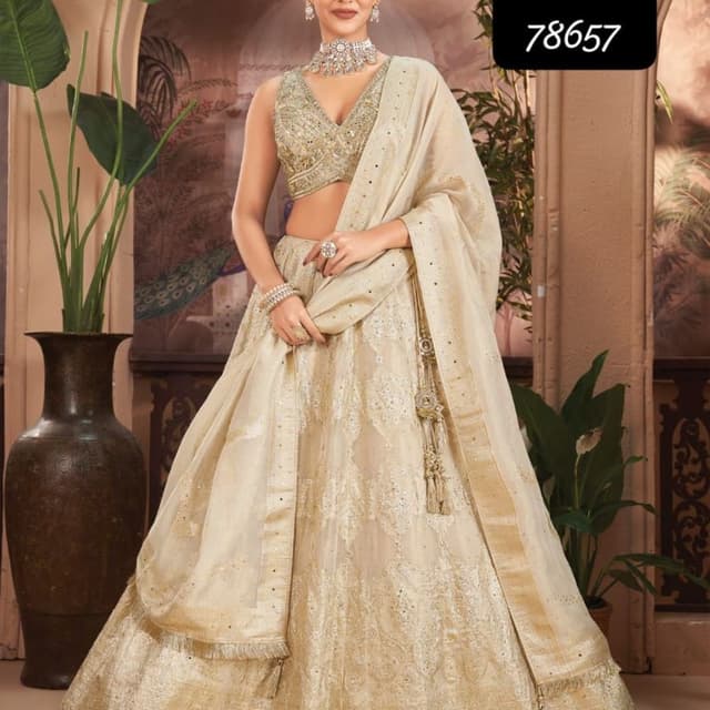Ivory and Gold Lehenga Choli