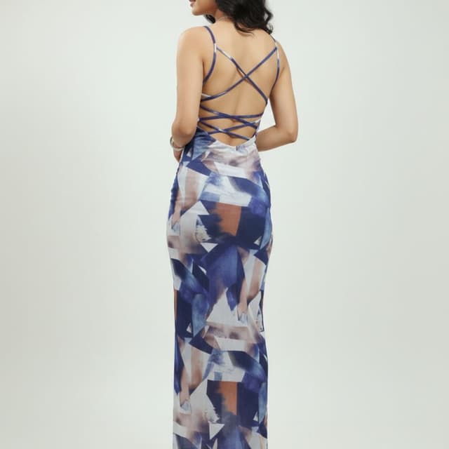 Blue, White, Brown Dress